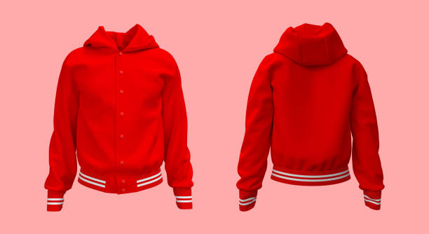 istock Hooded jacket mockup in front, and back views 1317355954