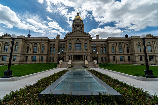 Wyoming State Capitol Building in Cheyenne, WY on a bright sunny spring day