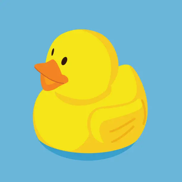 Vector illustration of Rubber duck floating in water