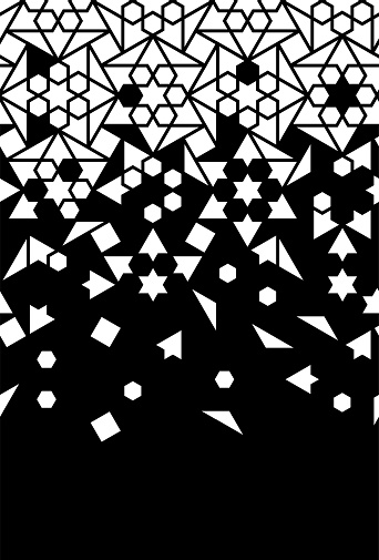 Arabic jali vector seamless border. Geometric halftone texture with tile or mosaic disintegration. Arabesque pattern