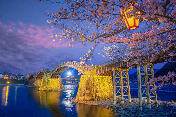 istock Kintaikyo Bridge in Iwakuni, Japan at  sunset 1317364430