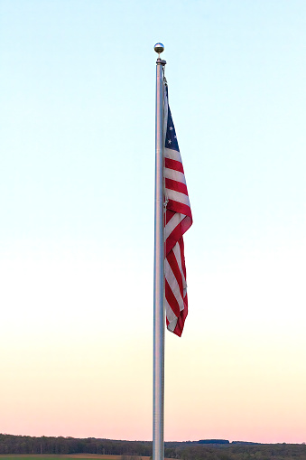 Flag of the USA against a Clear Sky