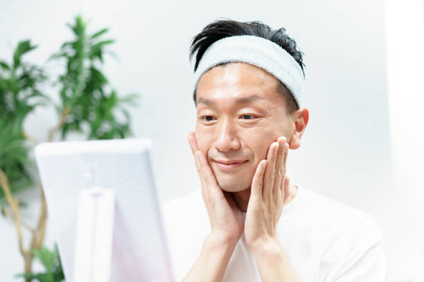 istock Men doing skin care in the room 1317370737