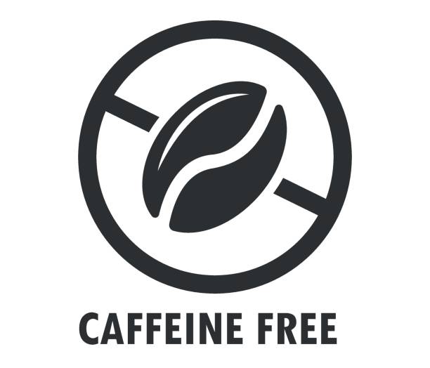 ilustraciones, imágenes clip art, dibujos animados e iconos de stock de signo de icono libre de cafeína. diseño vectorial aislado de granos de café. - coffee circle coffee bean label