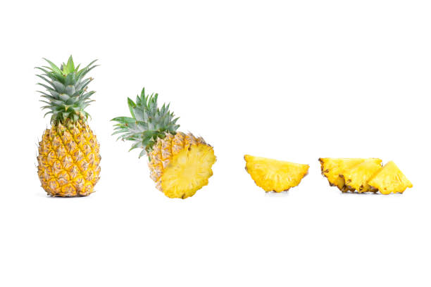 istock Collection of sliced pineapples and pineapple on white background 1317372412