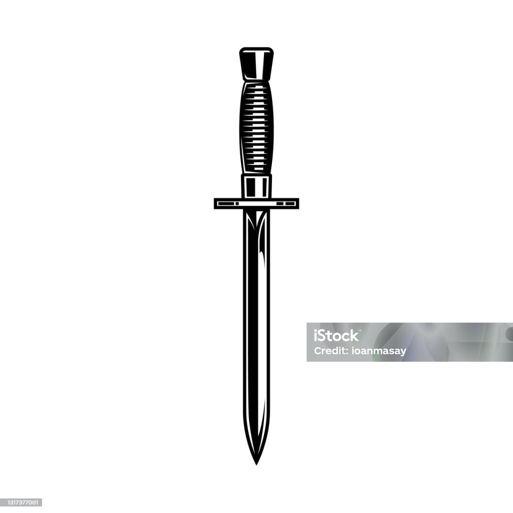 Dagger Labeled Illustration Of Dagger In Monochrome Style Design Element For Label ...