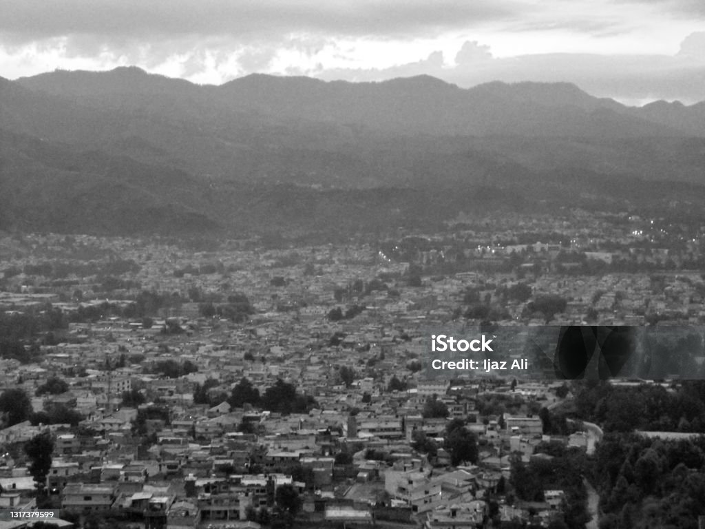Abbottabad Urbanscape 1 A bird’s eye view of Abbottabad city Aerial View Stock Photo