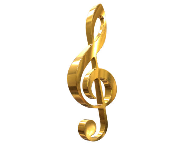 istock 3D render of gold music clef symbol isolated on white 1317383232