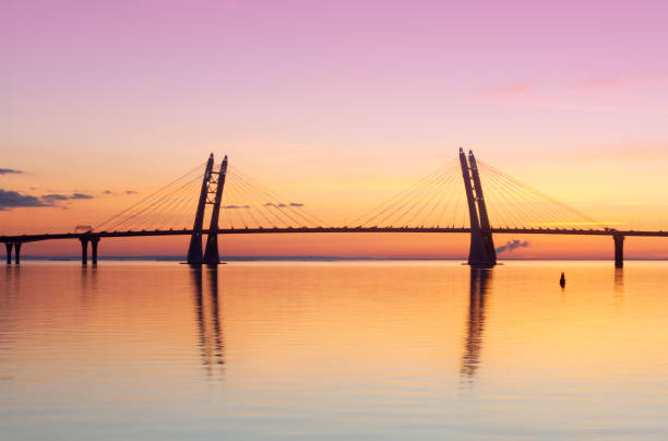 istock Landscape with bridge and beautiful sunset. 1317387962