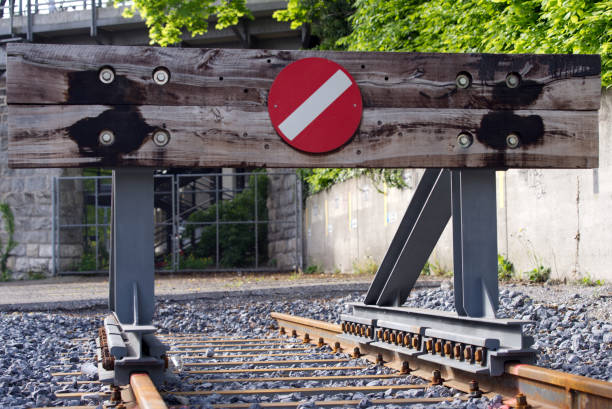 istock Railway buffer stop at City of Zurich. 1317390044