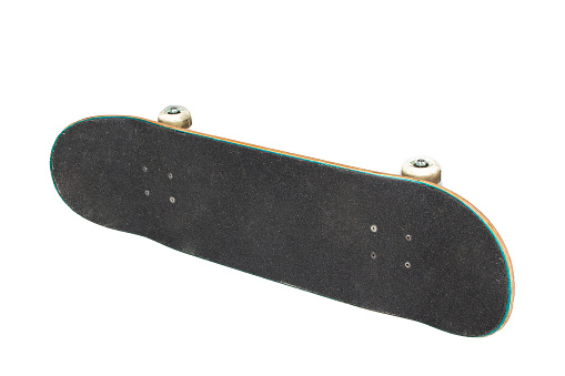 skateboard deck with trucks stacked on top of each other on white background