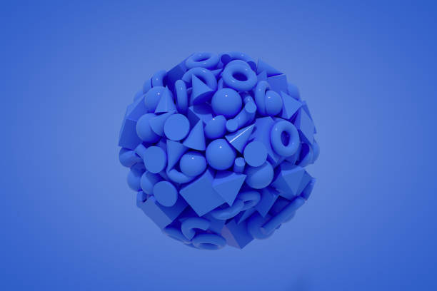 3d rendering of primitives, geometric shapes background.