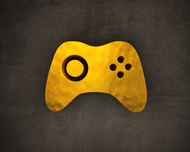Golden Video Game Controller Symbol on The Wall