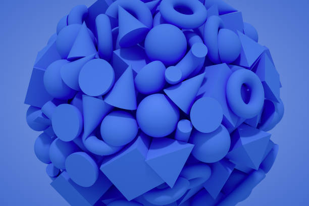3d rendering of primitives, geometric shapes background.