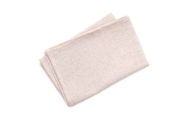 square kitchen towel, linen napkin isolated on white, top view - pano da cozinha imagens e fotografias de stock