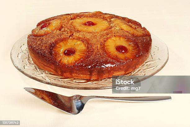 Pineapple Upside Down Cake With Cherries Stock Photo - Download Image Now - Pineapple, Cake, Upside Down