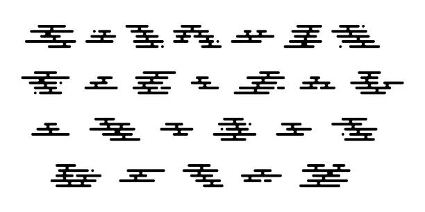 japońskie chmury wektor izolowane elementy. geometria w stylu orientalnym prosty wzór. - heat haze obrazy stock illustrations