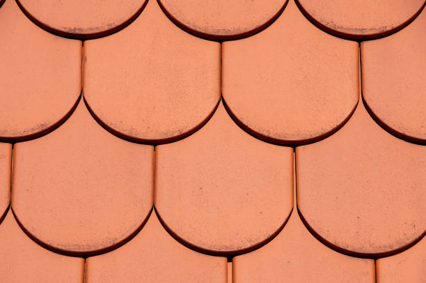Orange fish scalc roof as a texture or background. High quality photo