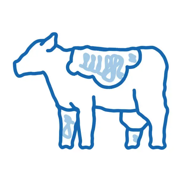 Vector illustration of milch cow doodle icon hand drawn illustration