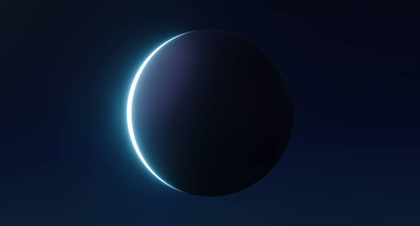 black moon night and full lunar glowing light on universe background with midnight moonlight. 3d rendering. - moon change eclipse cycle imagens e fotografias de stock