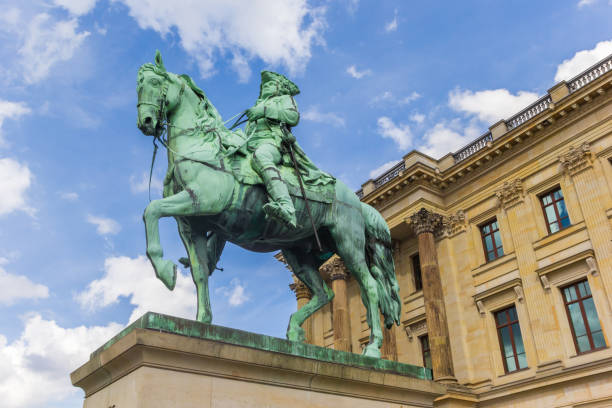 Statue of a horseman in front of the castle in Braunschweig Statue of a horseman in front of the castle in Braunschweig, Germany braunschweig stock pictures, royalty-free photos & images
