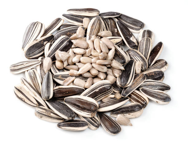 istock whole and unpeeled sunflower seeds on white 1317415920