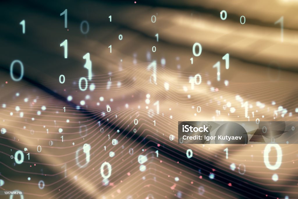 Abstract Virtual Binary Code Hologram On Abstract Metal Background Ai ...