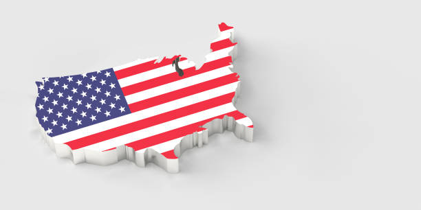 istock USA map with national flag on white background. 1317418690