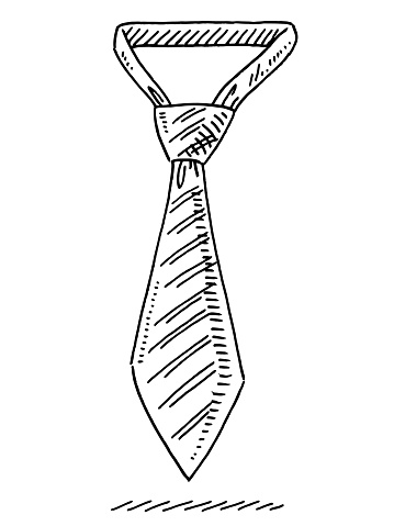 Hand-drawn vector drawing of a Necktie. Black-and-White sketch on a transparent background (.eps-file). Included files are EPS (v10) and Hi-Res JPG.