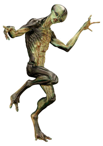 istock 3D illustration green alien on white 1317418820