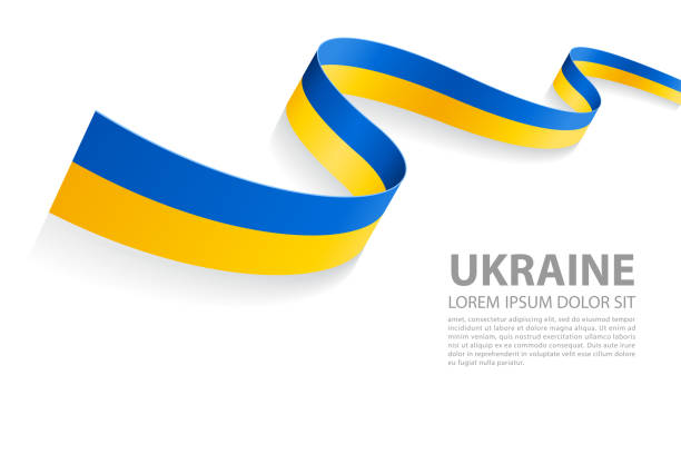 vektor-banner mit ukraine-flagge farben - tourist grafiken stock-grafiken, -clipart, -cartoons und -symbole