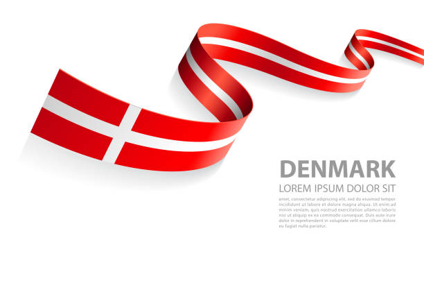 vektor-banner mit dänemark flagge farben - danish flag stock-grafiken, -clipart, -cartoons und -symbole