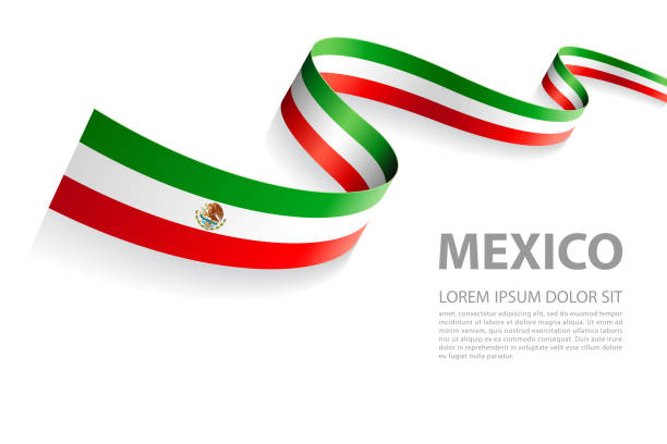 mexikanische flagge vektor banner - tourist grafiken stock-grafiken, -clipart, -cartoons und -symbole