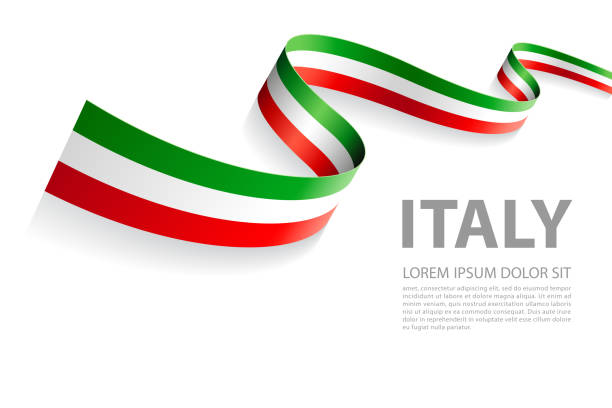 ilustrações, clipart, desenhos animados e ícones de banner vetor com cores da bandeira italiana - italian flag