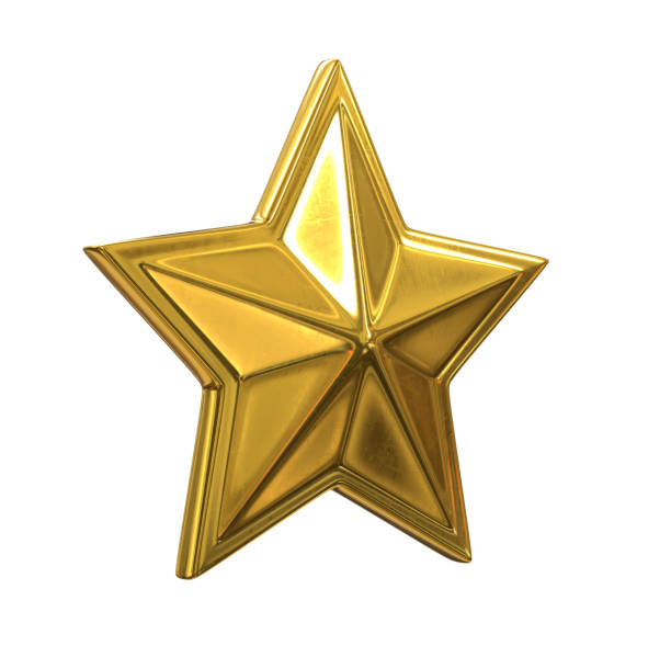 istock 3D render of Golden Christmas Star isolated on white Background. 1317424568