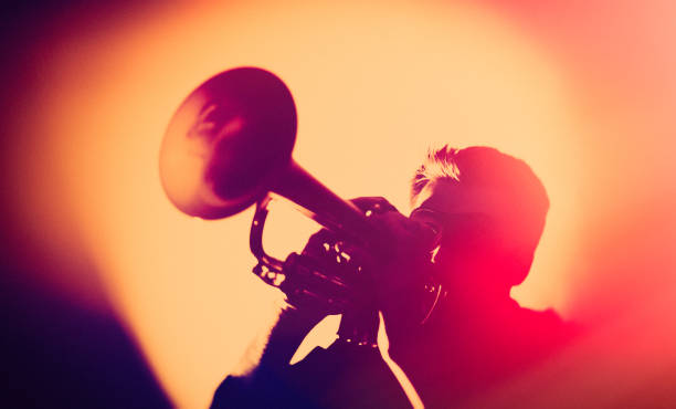 JAZZ! Trumpet, musician, vintage, dark, art, jazz, trumpet player, funky, new orleans mardi gras stock pictures, royalty-free photos & images