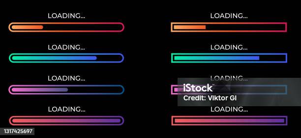 Loading Bar Color In Loading Bar Set On Dark Backdrop Progress Visualization Color Gradient ...