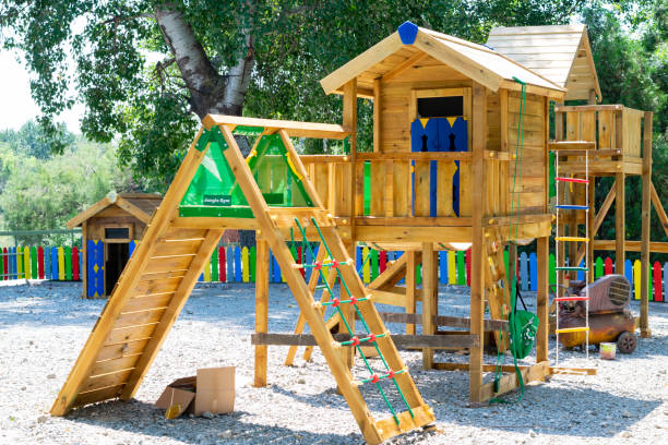 istock empty exterior park jungle gym for kids 1317425716