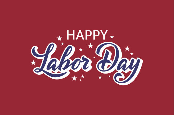 Happy Labor Day lettering background Happy Labor Day hand lettering background with stars. USA holiday background for greeting cards and landing pages. Vector eps10. labor day north american holiday stock illustrations