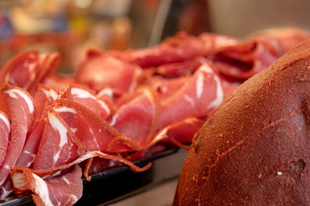 Turkish traditional sliced beef bacon, pastrami