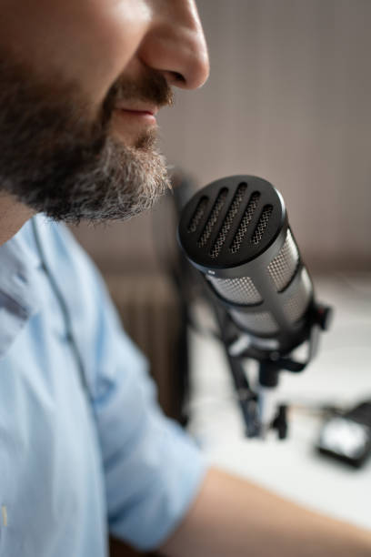 istock Close-up of unrecognizable radio commentator 1317428354