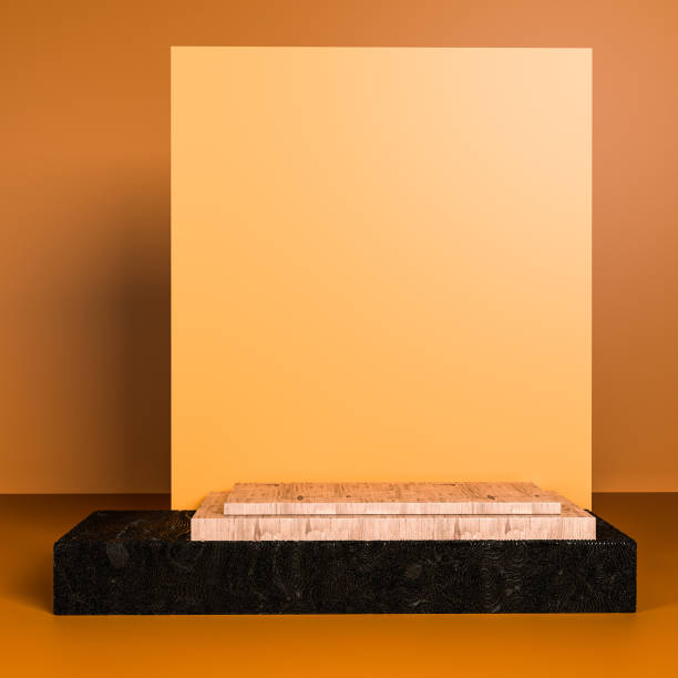 istock Background podium orange black abstract minimalistic geometry Background 1317428769
