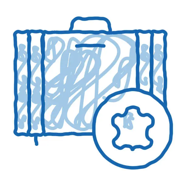 Vector illustration of leather luggage doodle icon hand drawn illustration