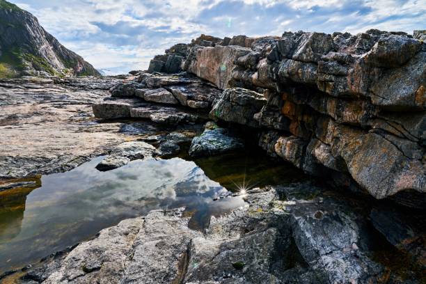 A view of the Sanctuary Rock cliffs and North Sea on the north side of the Danish island of Bornholm