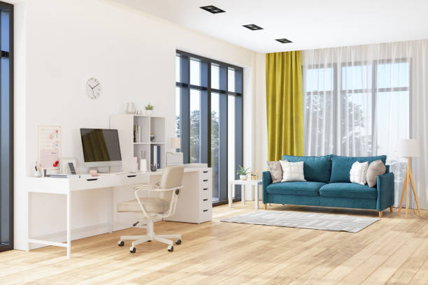 istock Home office Interior With A Desk, Office Chair And Sofa. Working At Home 1317434755