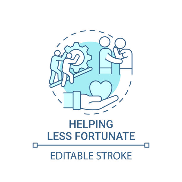 pomaganie mniej szczęśliwej ikony koncepcji - less fortunate stock illustrations