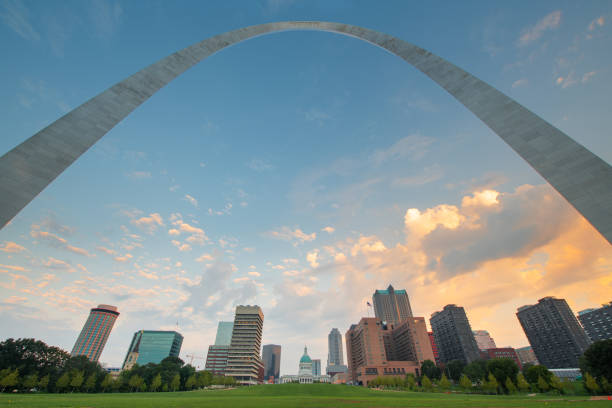 St. Louis, Missouri, USA Downtown Cityscape St. Louis, Missouri, USA downtown cityscape in the morning. jefferson national expansion memorial park stock pictures, royalty-free photos & images