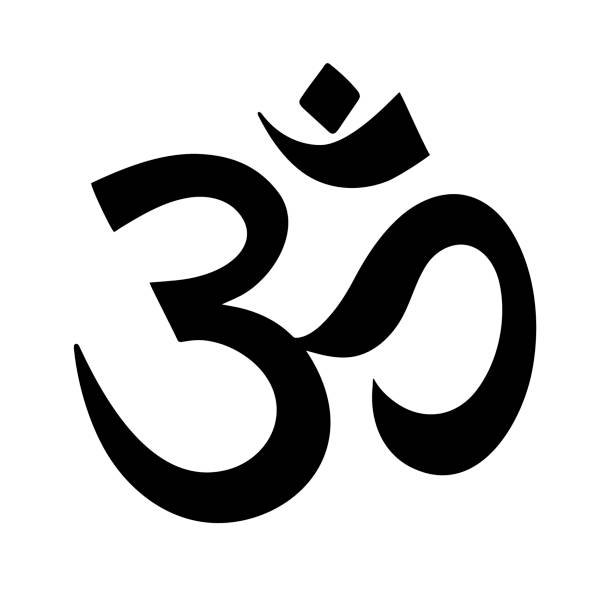 kuvapankkikuvitukset aiheesta ohm-symboli eristetty valkoiselle taustalle. - hindulaisuus