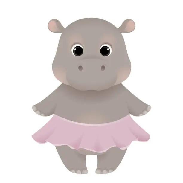 Vector illustration of Cute ballerina hippo