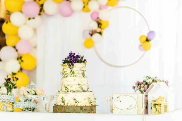 istock Light Buttercream Flower Cake photo. 1317447687